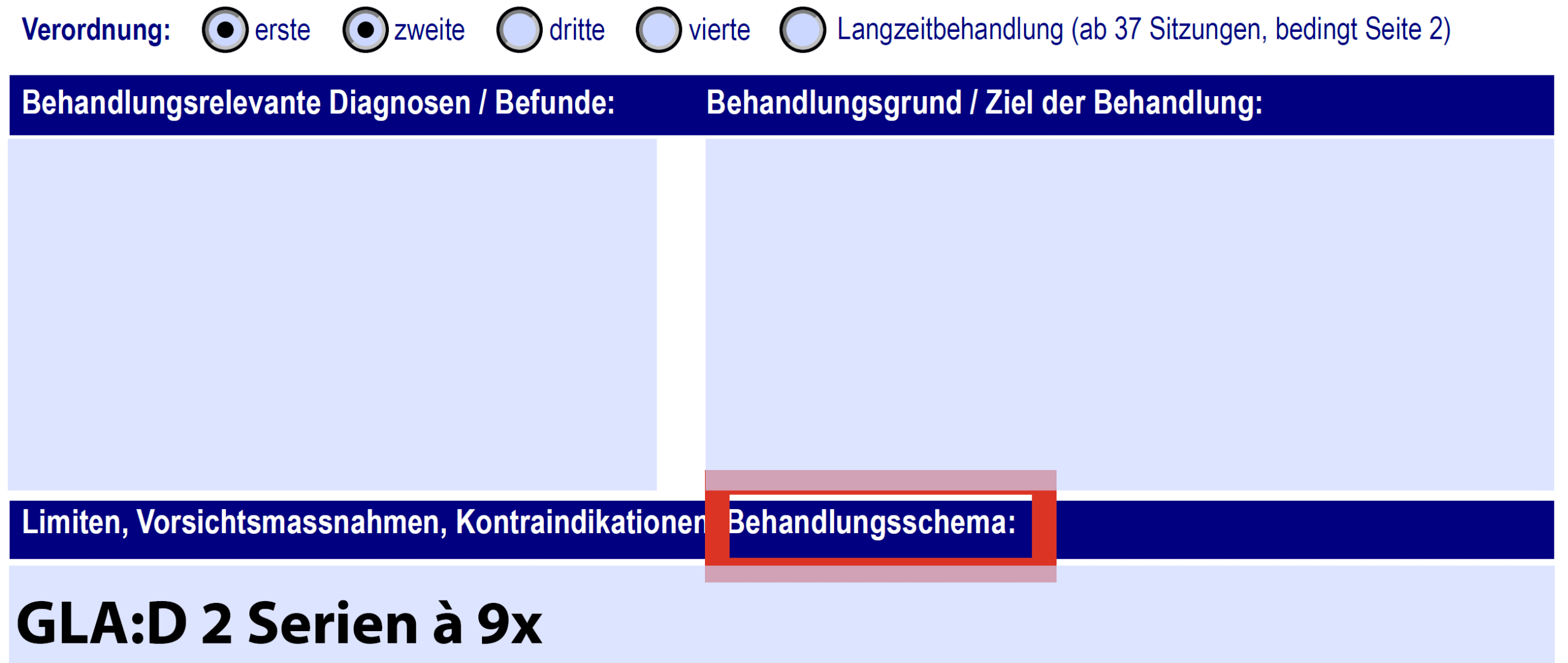 Verordnung zur Physiotherapie GLAD_DE_Printscreen